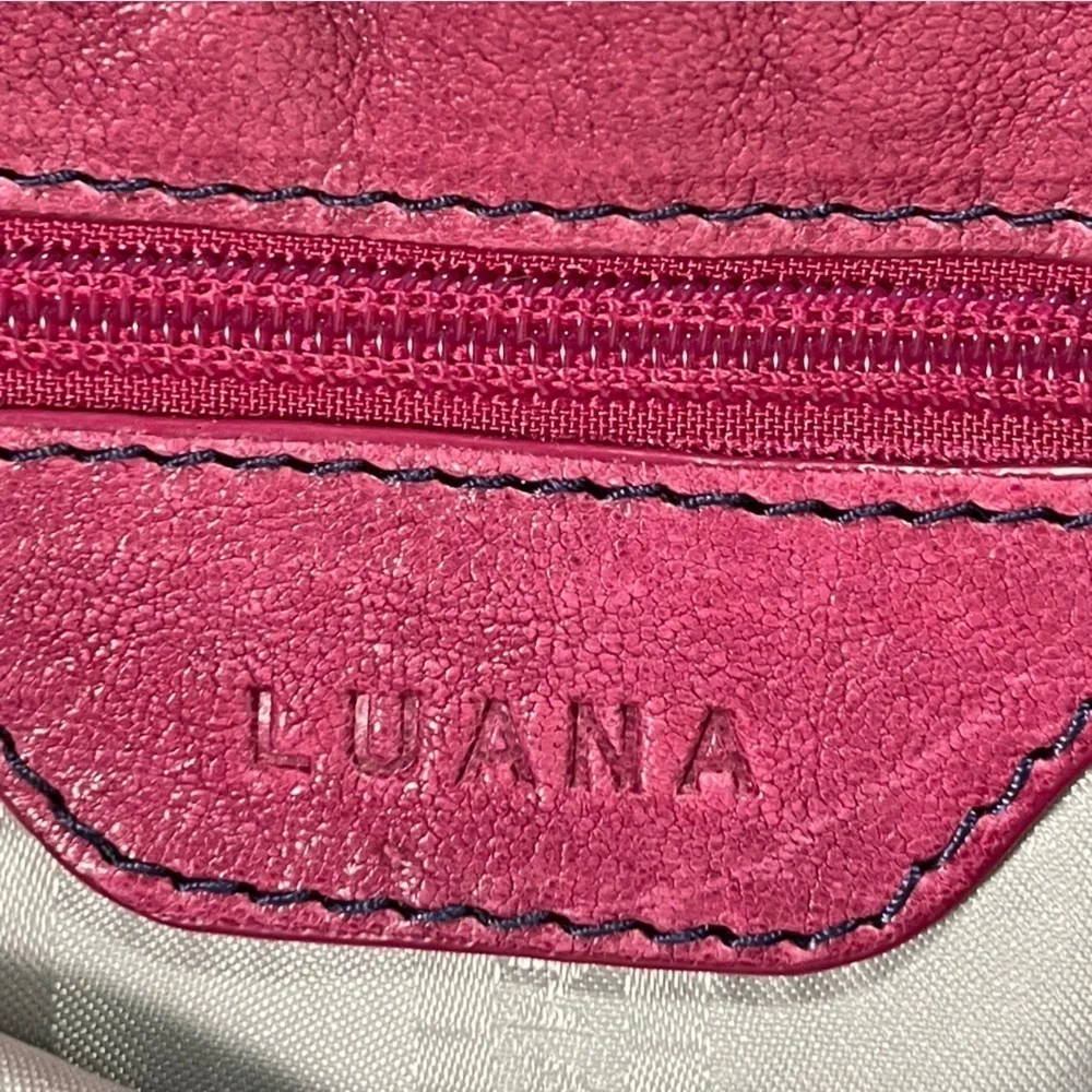 Luana Italy Raspberry Leather Crossbody Bag Suede Flap Gold Hardware